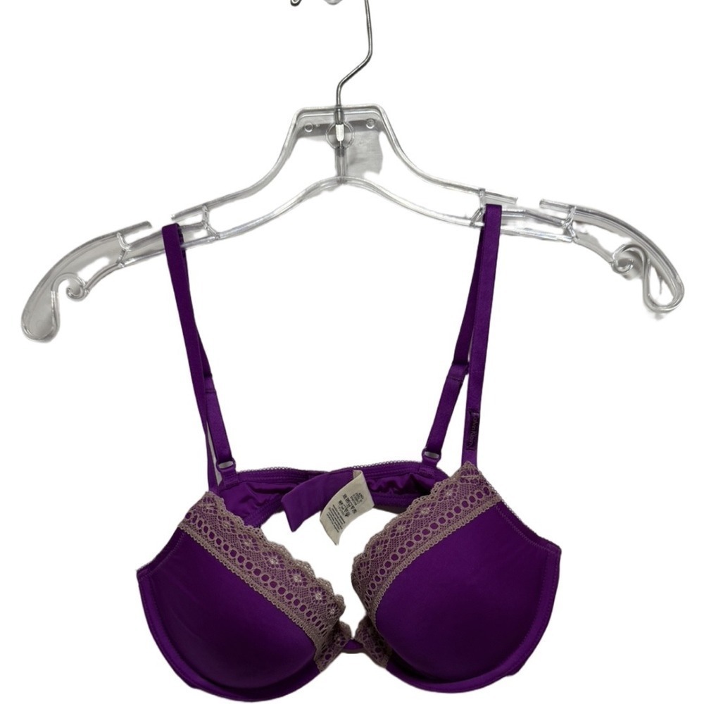 Calvin Klein Tonal Roses Demi Bra Padded Push Up Bra Purple Cream 36B adjustable